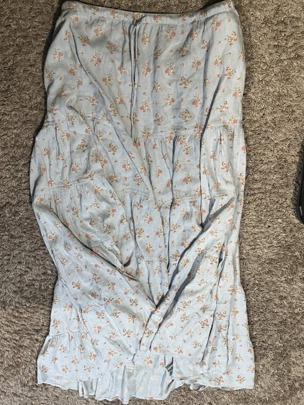 NWOT Free People Light Blue Floral Maxi Skirt Nova - Size XL
